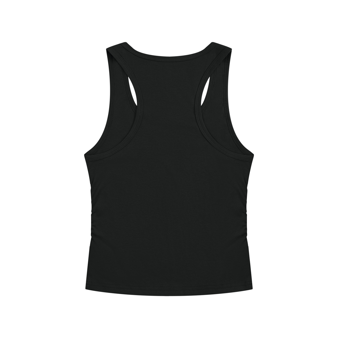 Barely Famous Collegiate Wordmark Women’s Ruched Tank Top – Black