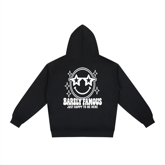 Barely Famous “Happy to Be Here” Relaxed Hoodie – Black
