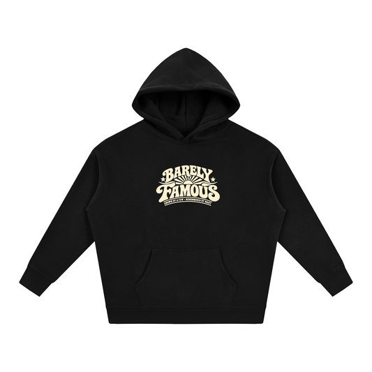 Barely Famous Retro Sunrise Oversized Fleece Hoodie – Black
