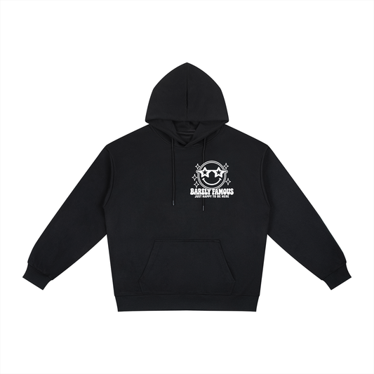 Barely Famous “Happy to Be Here” Relaxed Hoodie – Black