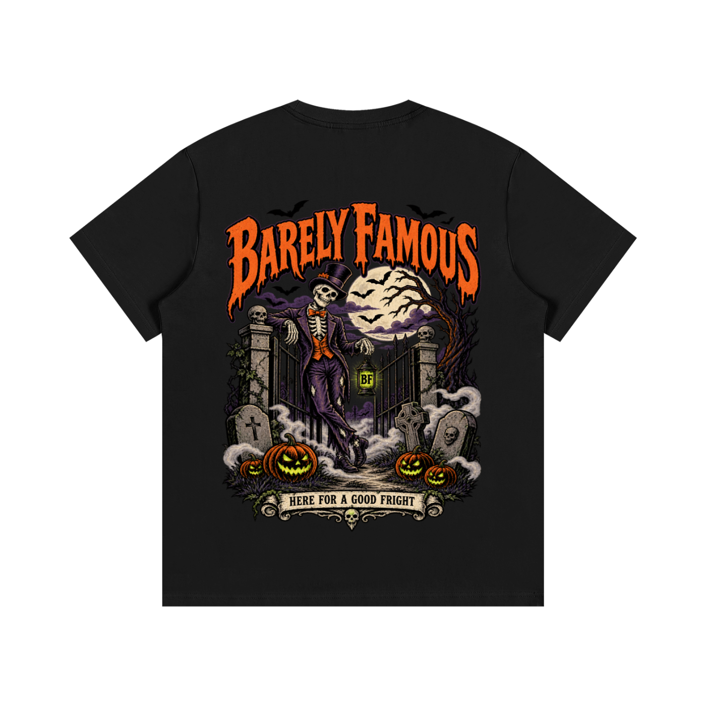 Barely Famous Halloween Pumpkin T-Shirt – Black